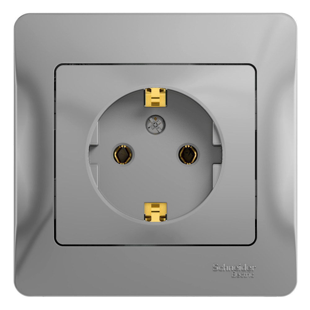 GSL000342 GLOSSA алюминий в сборе Розетка СП 1м с заземлением 16А