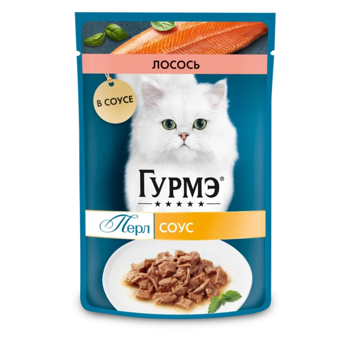 12499173 Влажный корм для кошек Гурмэ Перл Нежное филе с лососем в соусе 75г
