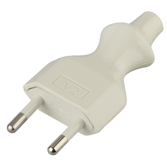 Б0019184 Вилка б-з 6A прямой ввод белая V2  ЭРА