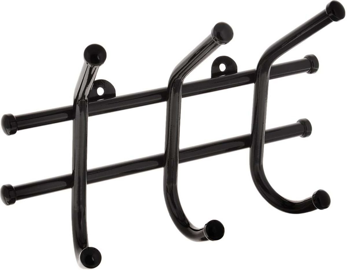 1201 Вешалка для одежды малая 3 крючка (черный муар)