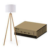 Светильник напольный под лампу ТНО 24-Е27-WT 230В белый абажур, деревянная тренога