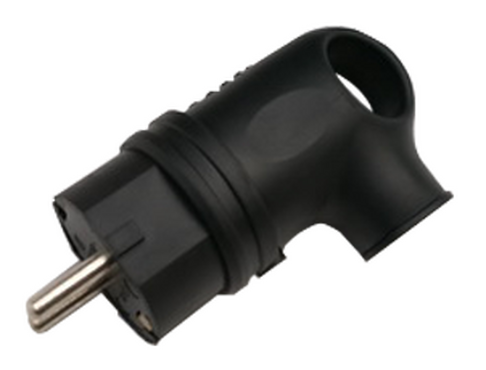 4690612010229 Вилка угловая с заземлением каучук 16А IP44 черная 9220 IN HOME