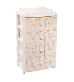 Ма6839 Комод 4 секции Лаура 425х560х925мм широкий слон.кость-бежевый