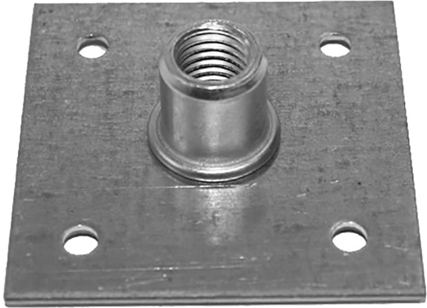 134464 Пластина опорная облегченная 60х60х2,0мм с гайкой М12 оцинк. СФ