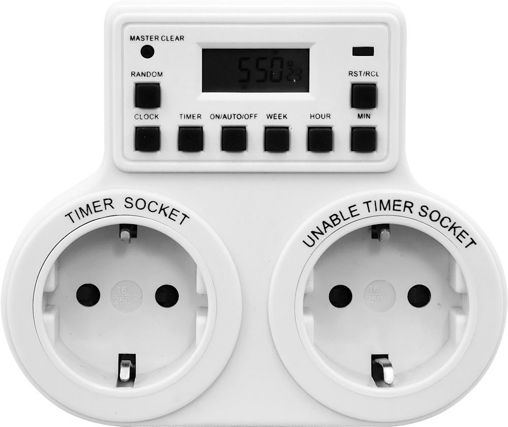 24077 Розетка с таймером (недельная, двойная) TM25 3500W-16A 230V