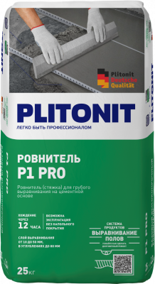 Ровнитель (стяжка пола) Плитонит Р1 PRO грубое выравнивание 25кг