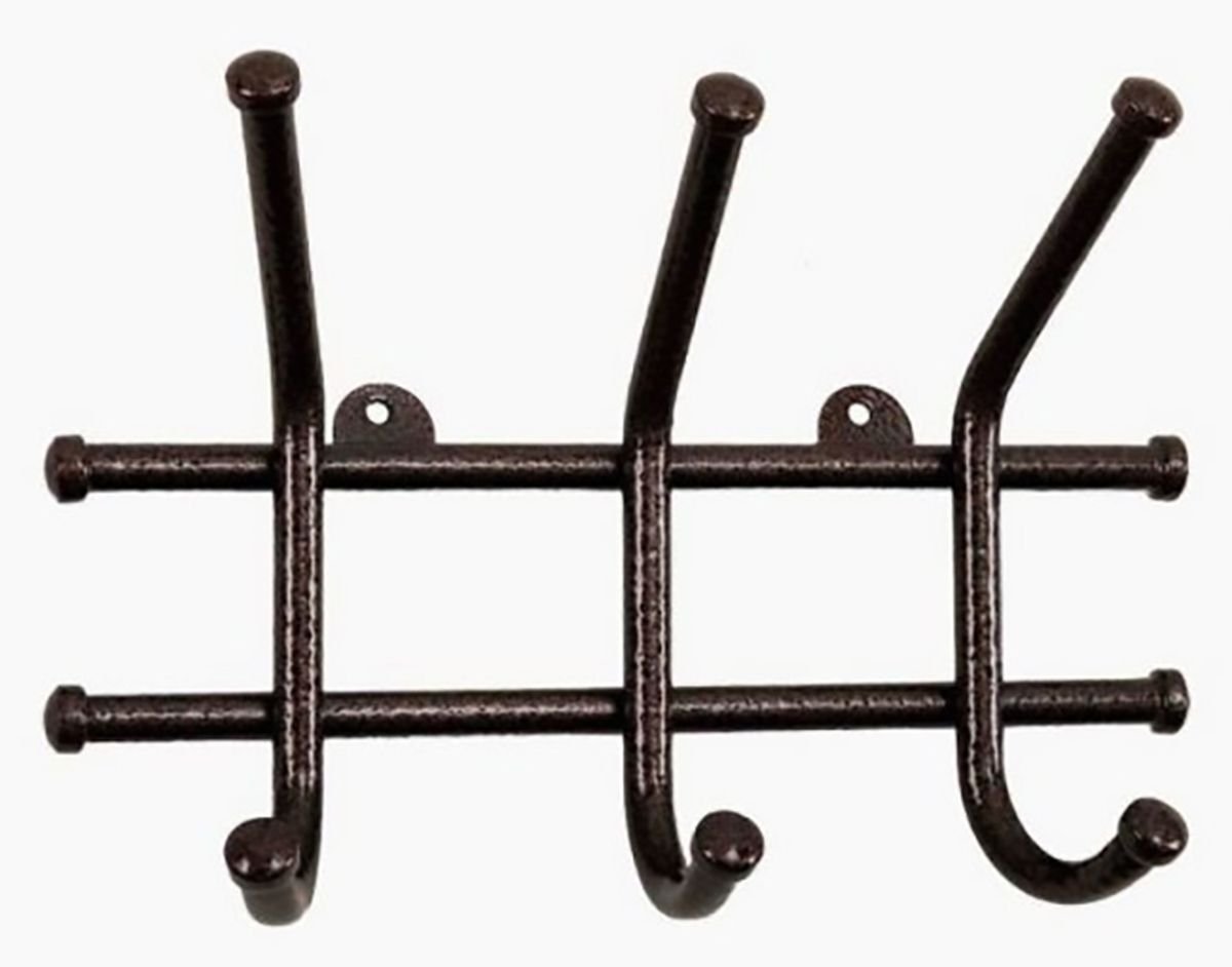 1201 Вешалка для одежды малая 3 крючка (антик медь)