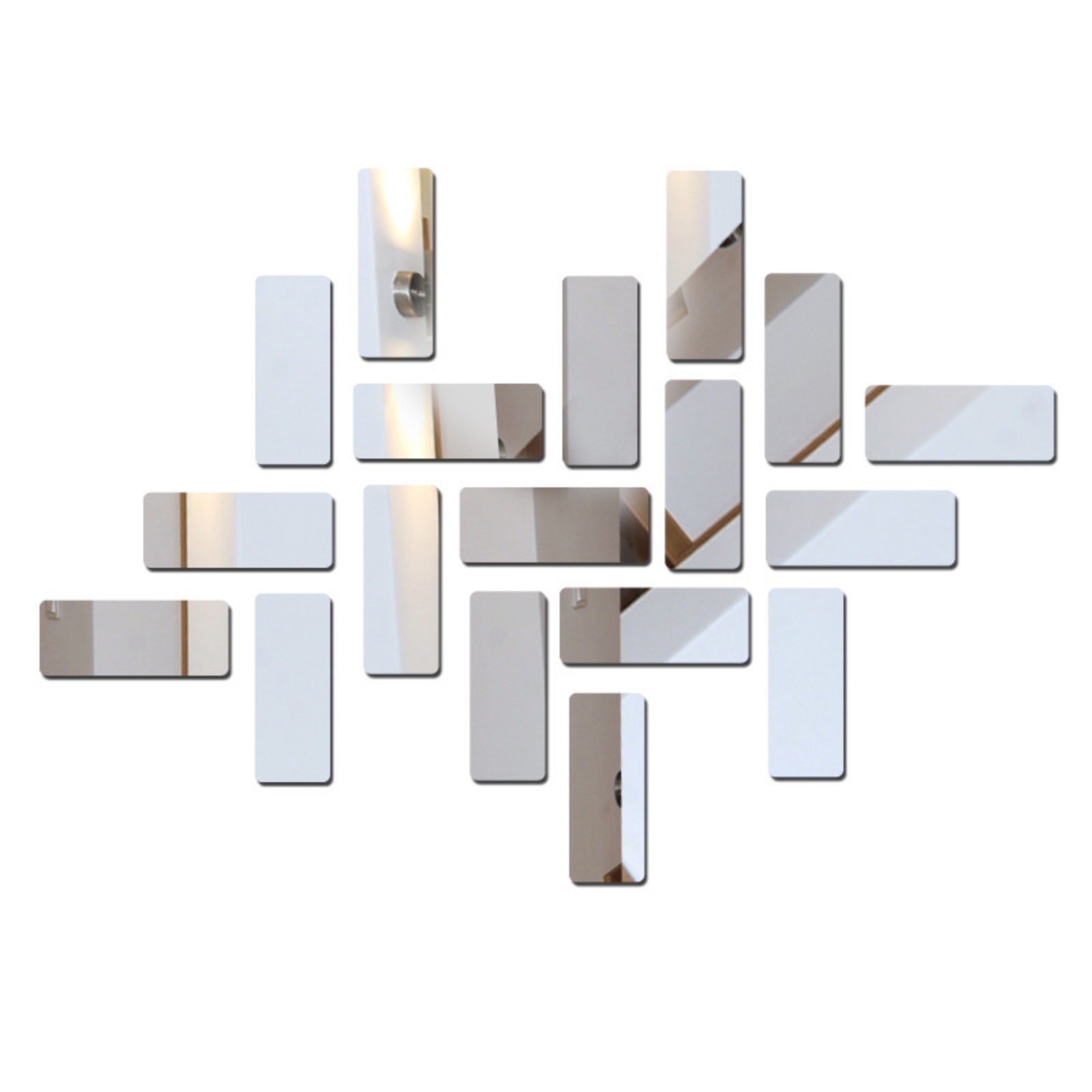 7111664 Декор настенный Кирпичики, из акрила зеркальный, 18 элементов, 15х6 см.1