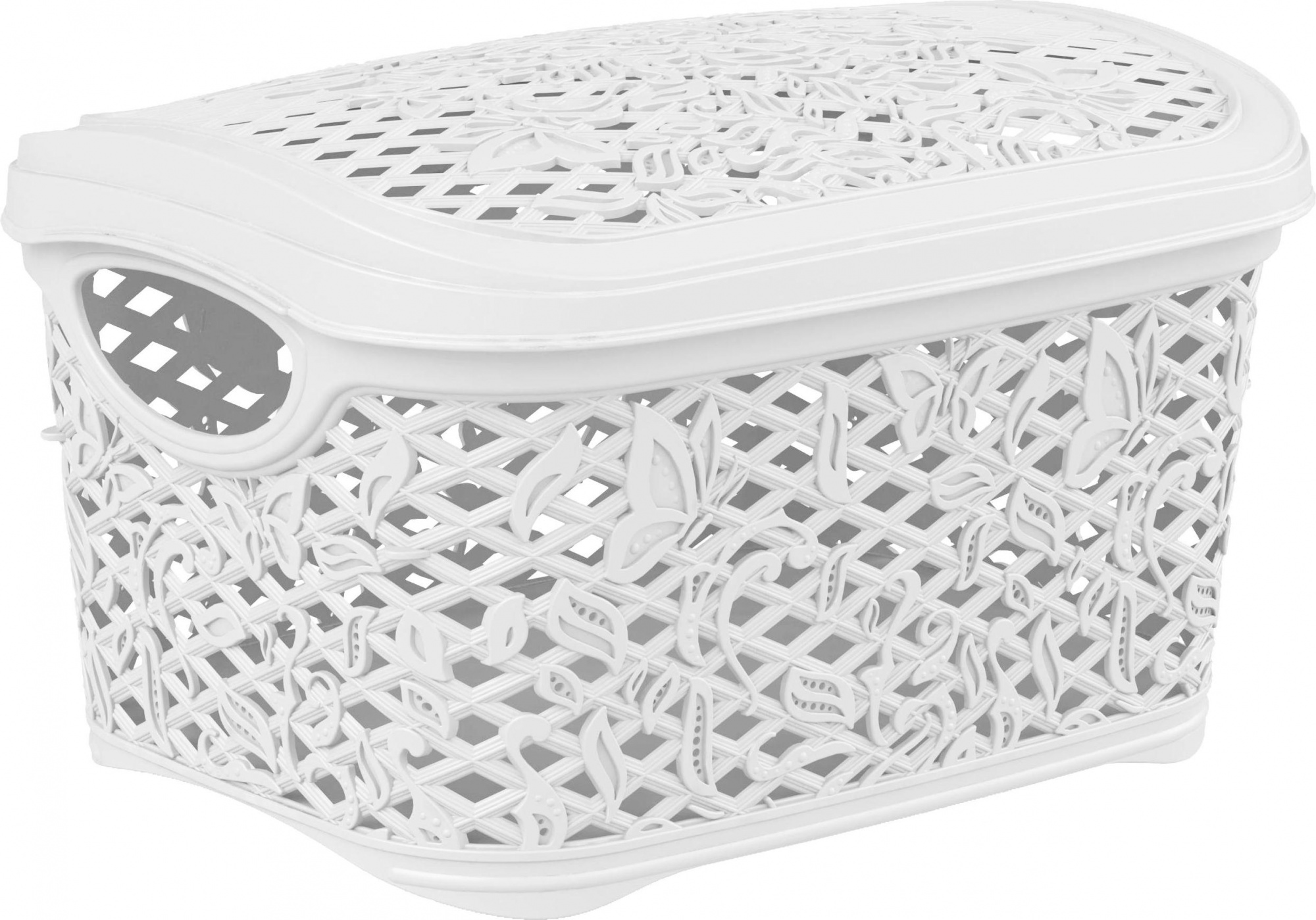 KL401211048 Корзинка для хранения Keeplex Fiori с крышкой 3,3л 24,2х18х14см белое облако