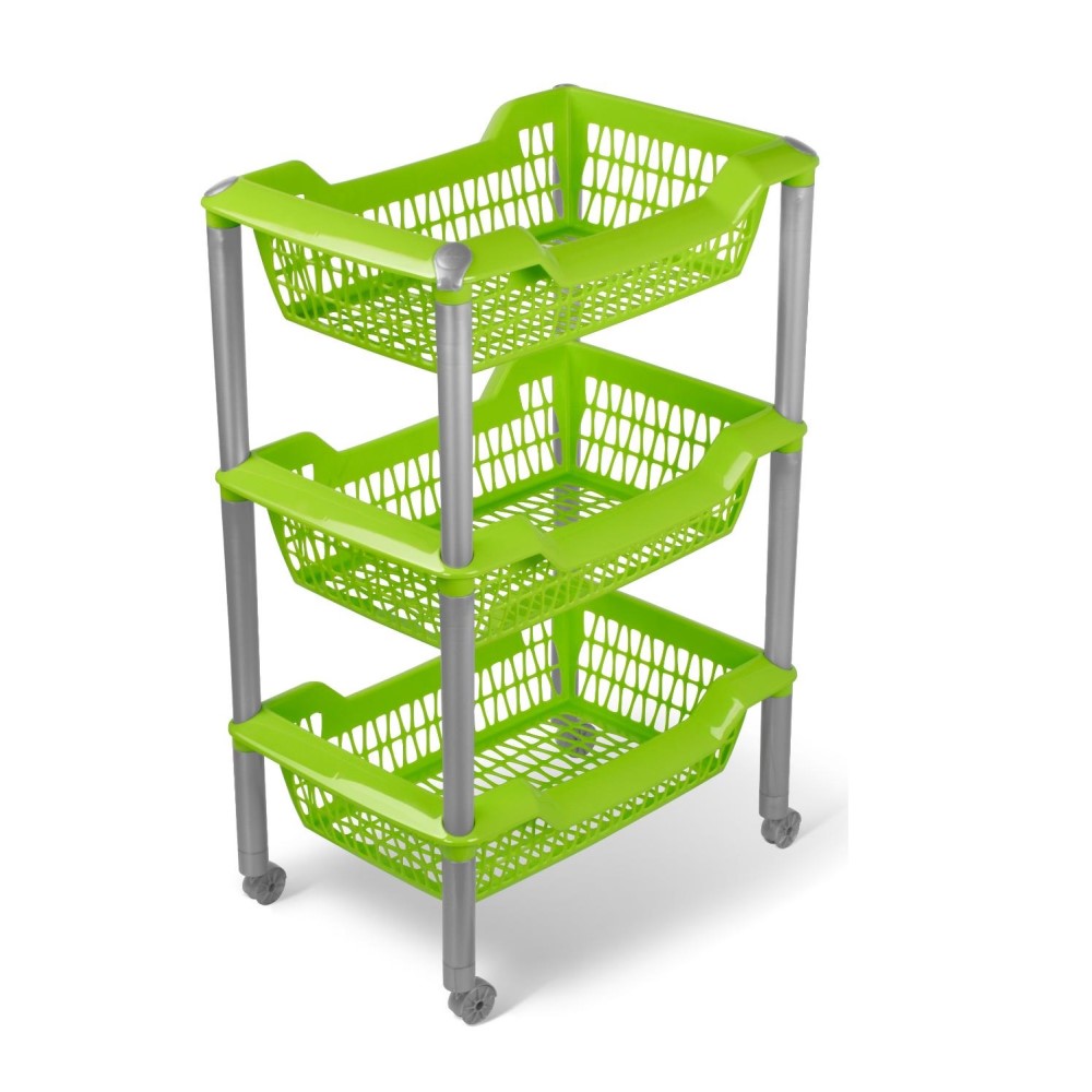 2718 Этажерка 3 корзины на колесах 66,5х43х30,4 цвет салатовый Джета
