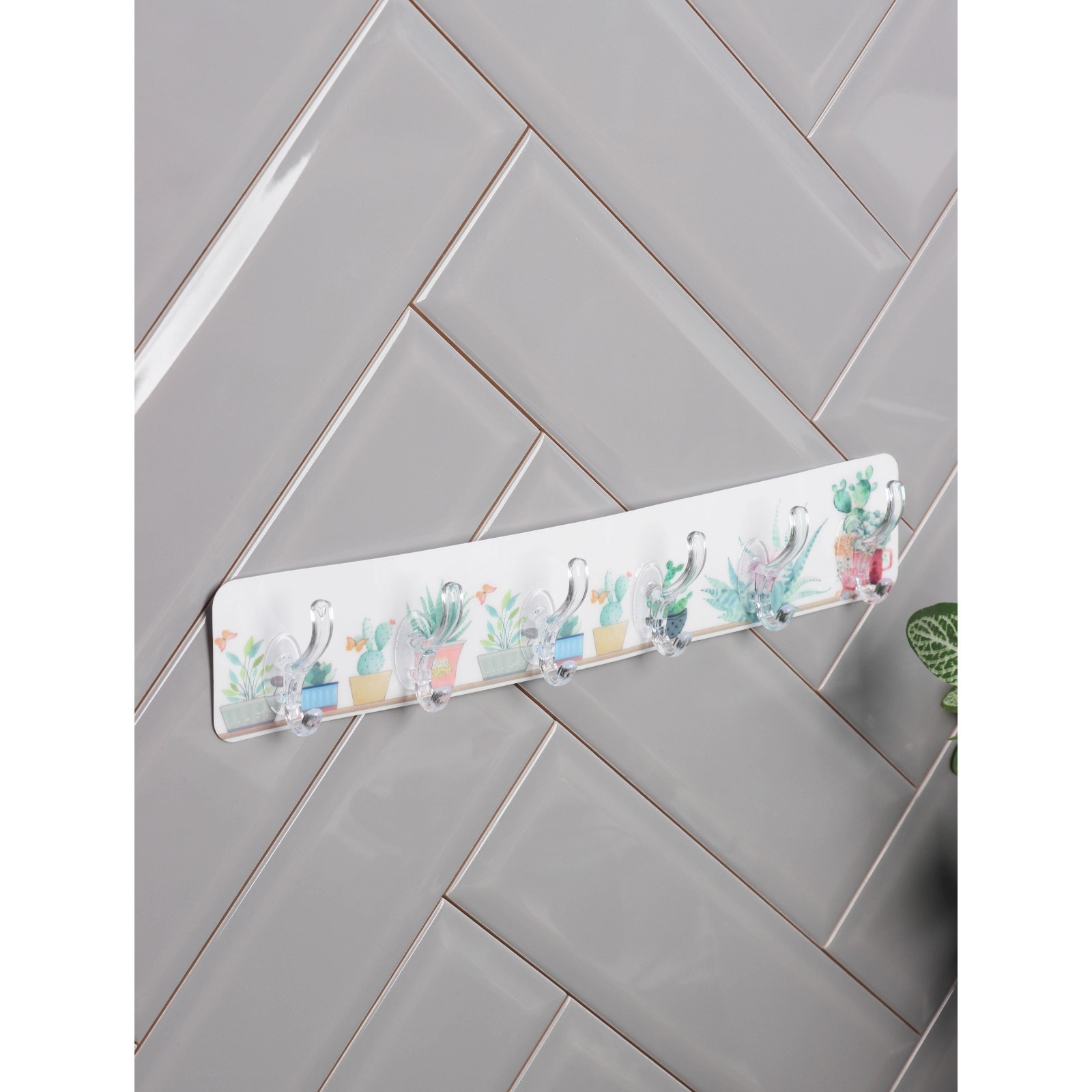 9381519 Планка на 6 крючков Комнатные цветы 35х6,3х3см