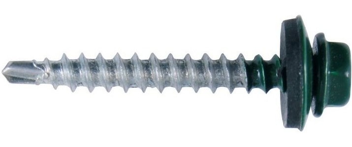 203561 Саморез КРсв. 4,8х35 RAL-6005 (тём.-зелен.) (60шт) - коробка с ок. Э