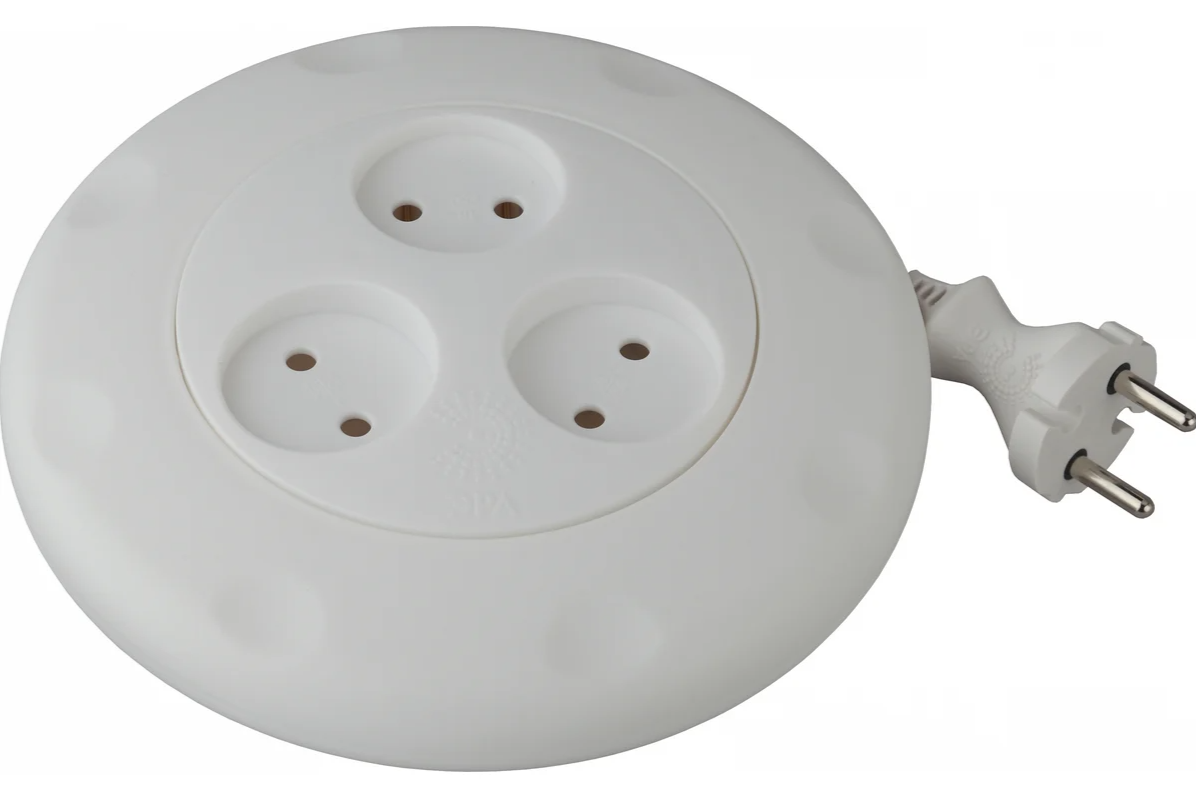 Б0019038 Удлинитель рулетка ЭРА 3м 3гн UR-3-3m-W (белый) без заземл, 2x0.75мм2, 3гн, 3м