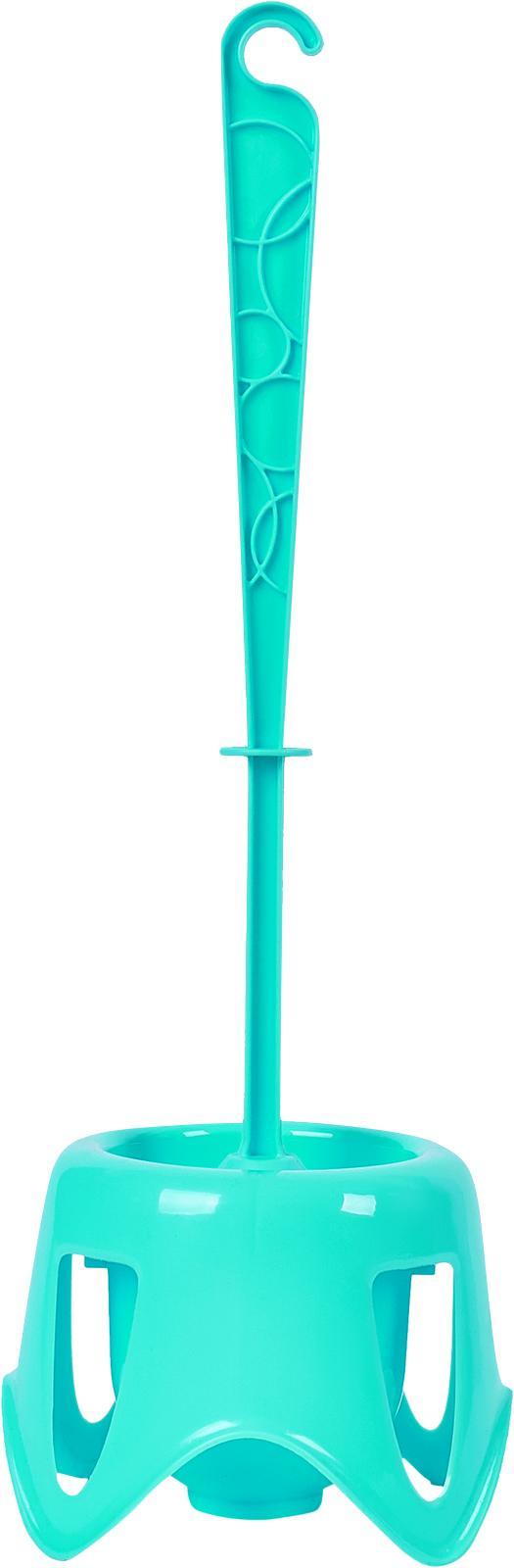 SV3857 Ерш для унитаза, с подставкой, пластик, белый-аквамарин Практик