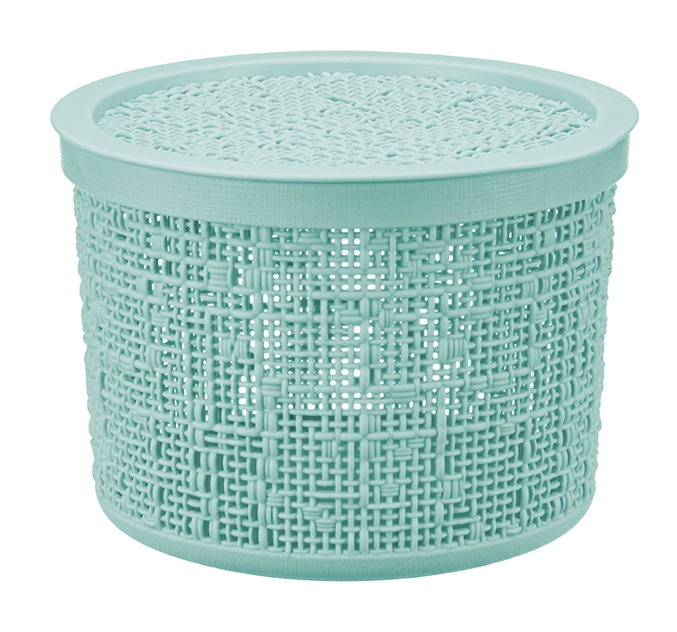 М 2328 Коробка БЯЗЬ с крышкой D17см 2л Морская волна