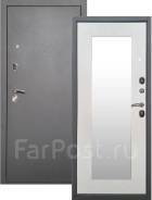 Дверь входная АФИНА  метал черный  шелк серый бетон зеркало