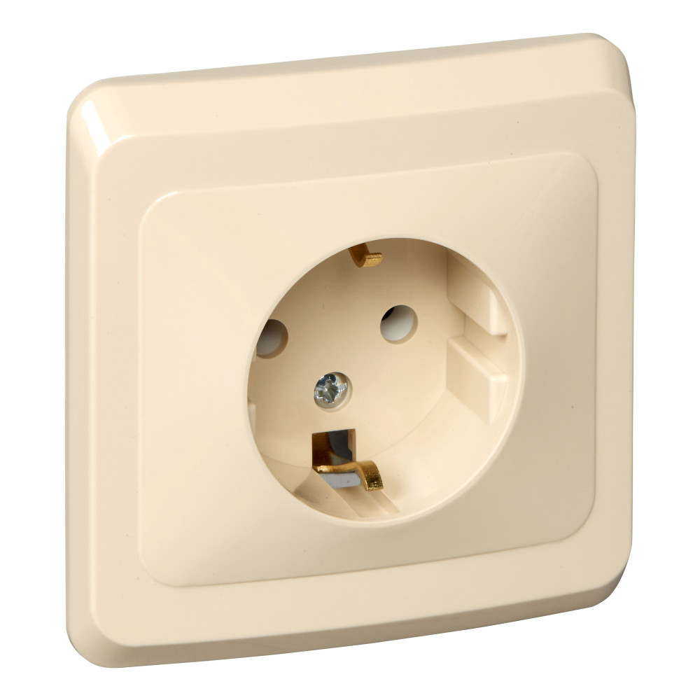 PC16-003K ЭТЮД кремовый Розетка СП 1м с заземлением 16А IP20