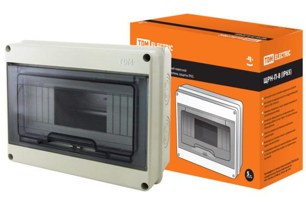 SQ0908-0002 Бокс ЩРН-П-8 модулей (б) навесной пластик IP65 TDM