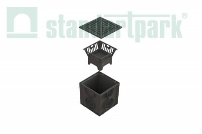 08670811-1 Комплект Дождеприемник Polymax S'park 250x250x246 квадратный с пласт. решеткой