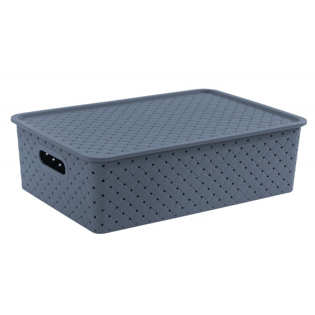 351457 Корзина для хранения, 3л, 23.5х17.3х10.5см с крышкой, Violet, Береста, 521135