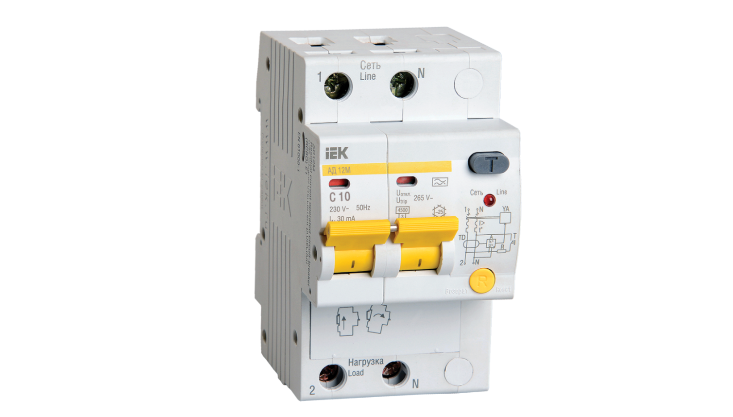 MAD12-2-010-C-030 Автомат дифференциальный АД12М 2P 10А 30мА ИЭК