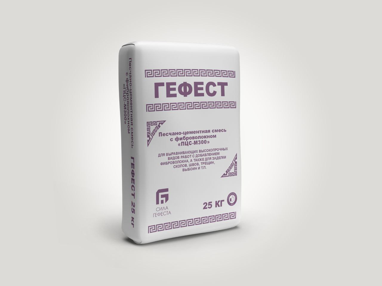 Песчано-цементная смесь ГЕФЕСТ «М-300» с фиброй 25кг