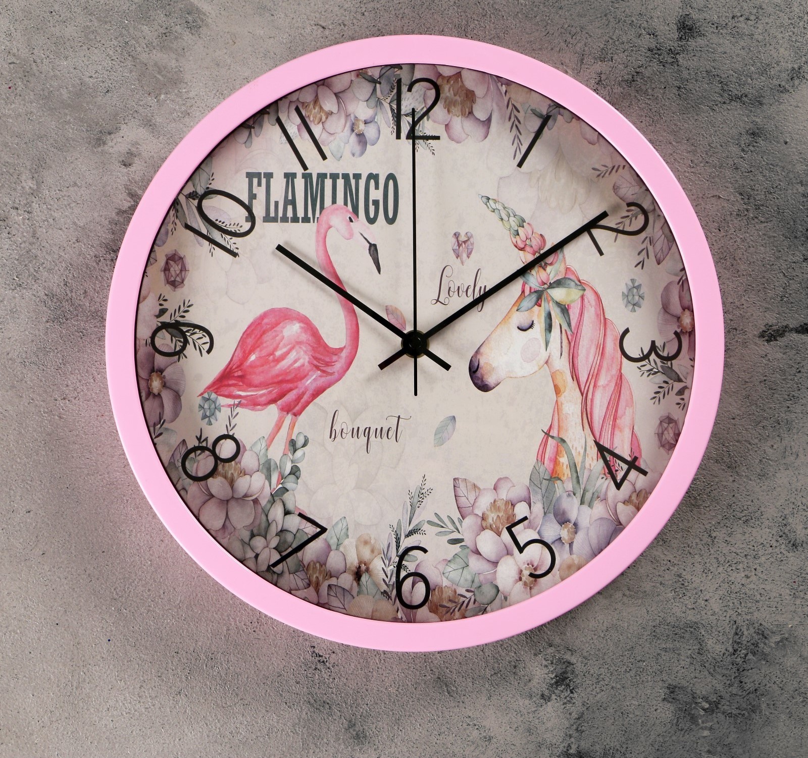 3620955  Часы настенные, Животный мир, Фламинго, плавный ход, d 30 см
