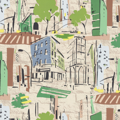 8056-01 Обои флизелиновые Town, мотив зеленый 1,06x10,05м