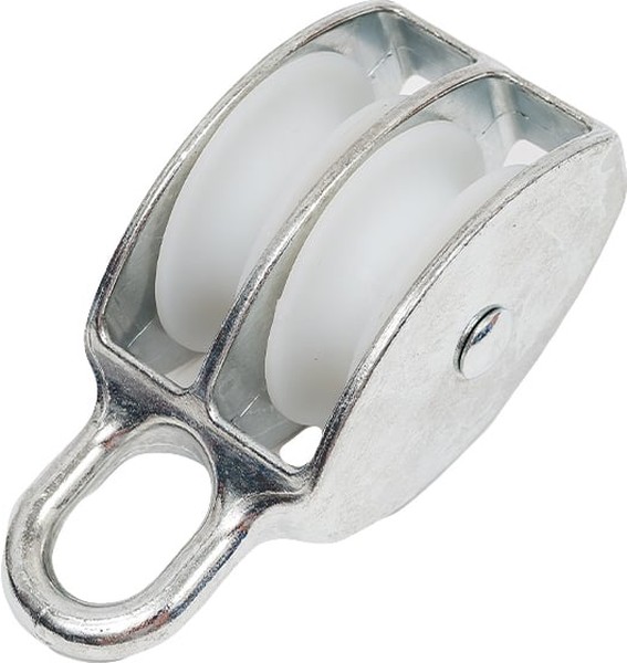 7-0018020 Блок для троса двойной оцинк. (нейлон.шкив) 50мм (1 шт) СФ