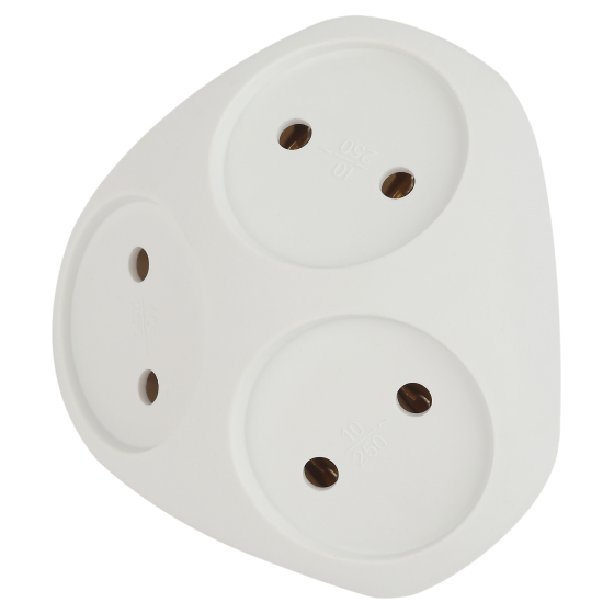 Б0053481 Разветвитель на 3 гнезда, 10А, без заземления (белый) SPx-3-W ЭРА