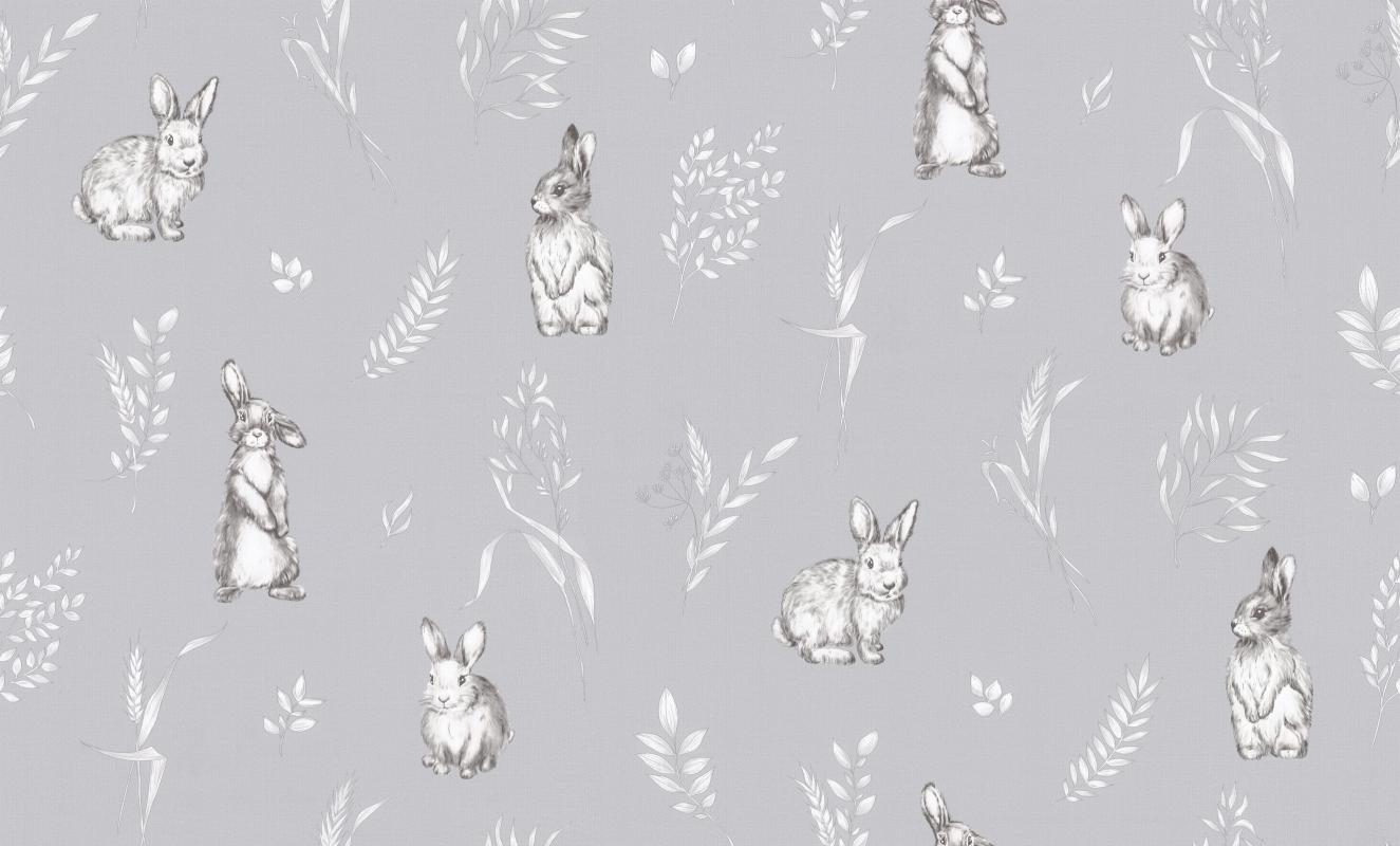 VV72059-41 Обои флизелиновые Funny Bunny мотив серый 1,06х10,05м