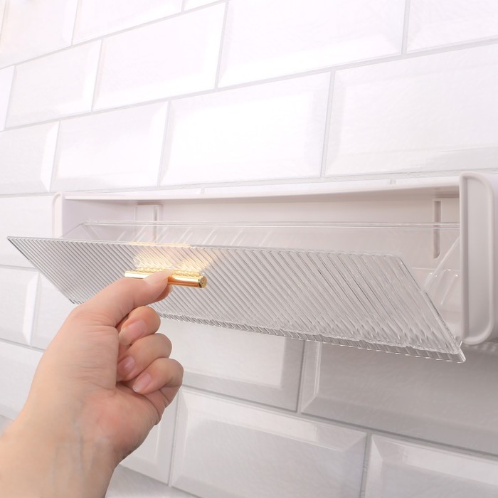 9863206 Органайзер для хранения навесной 1секц с крючками с кл осн 38,7х8,5х6,5см бел накл QF