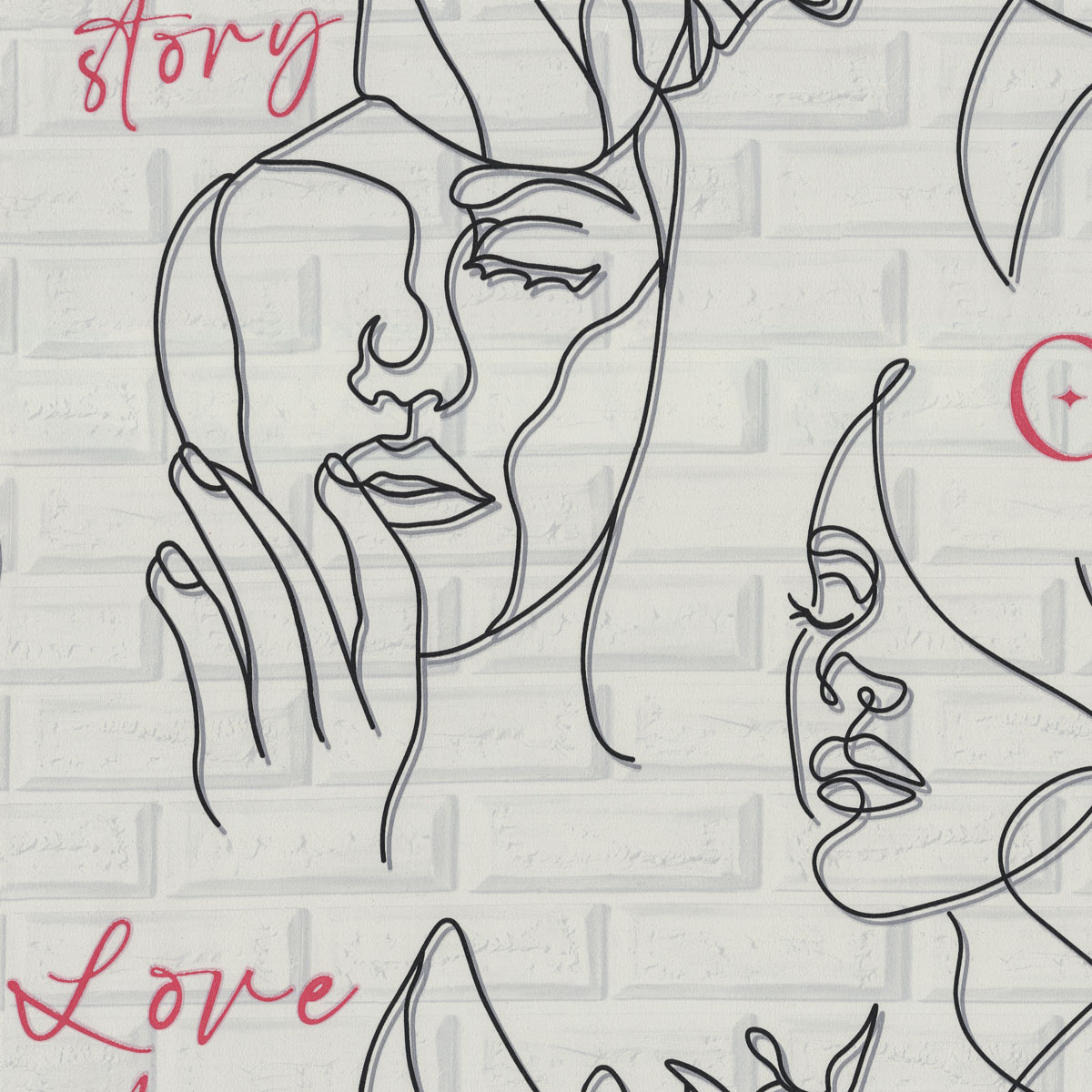 6063-00 Обои флизелиновые Only you, мотив красно-серый 1,06x10,05м