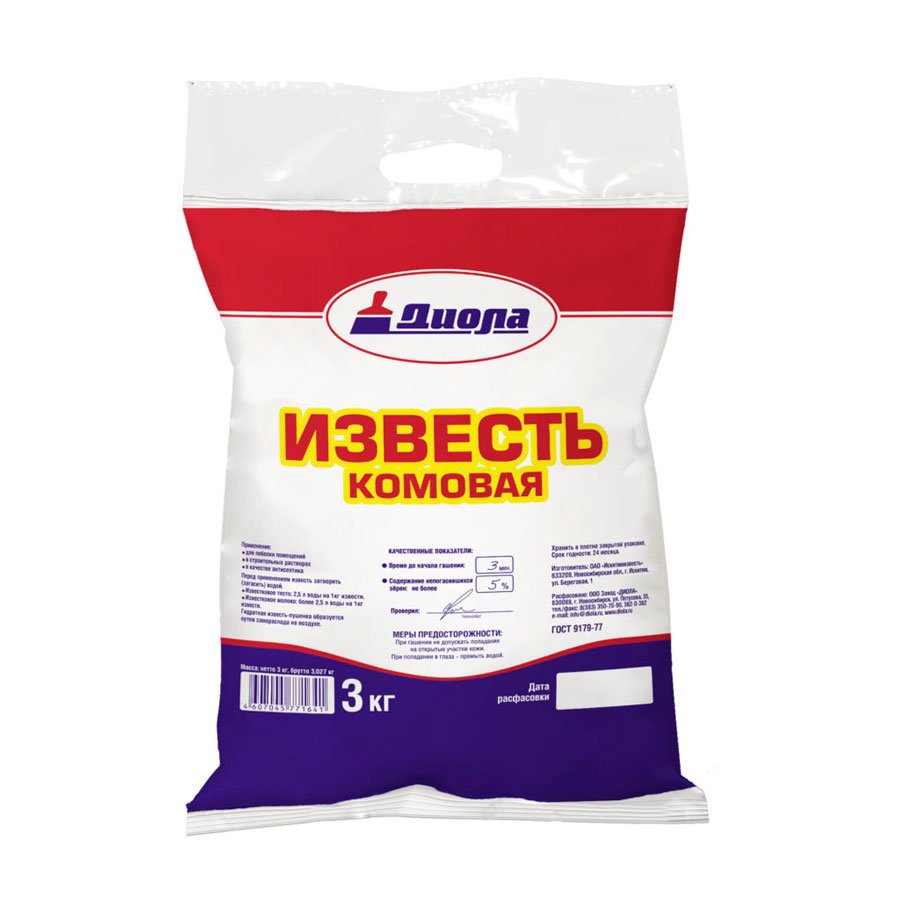 Известь Диола комовая 3 кг