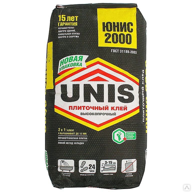 Клей для кафеля Юнис-2000 д внут.и наруж.работ 25 кг