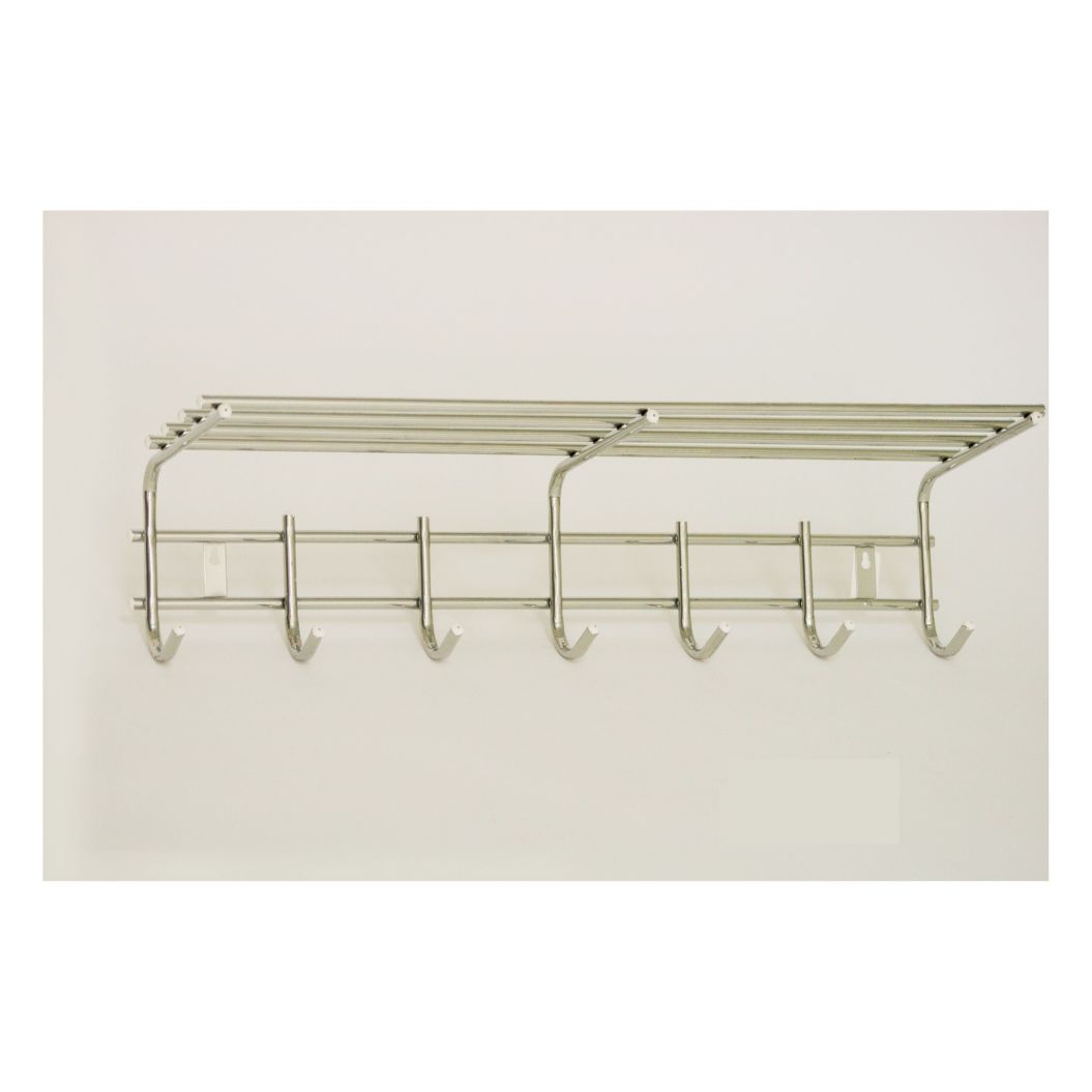 1219 Вешалка для одежды 7 крючков с полкой  (хром)