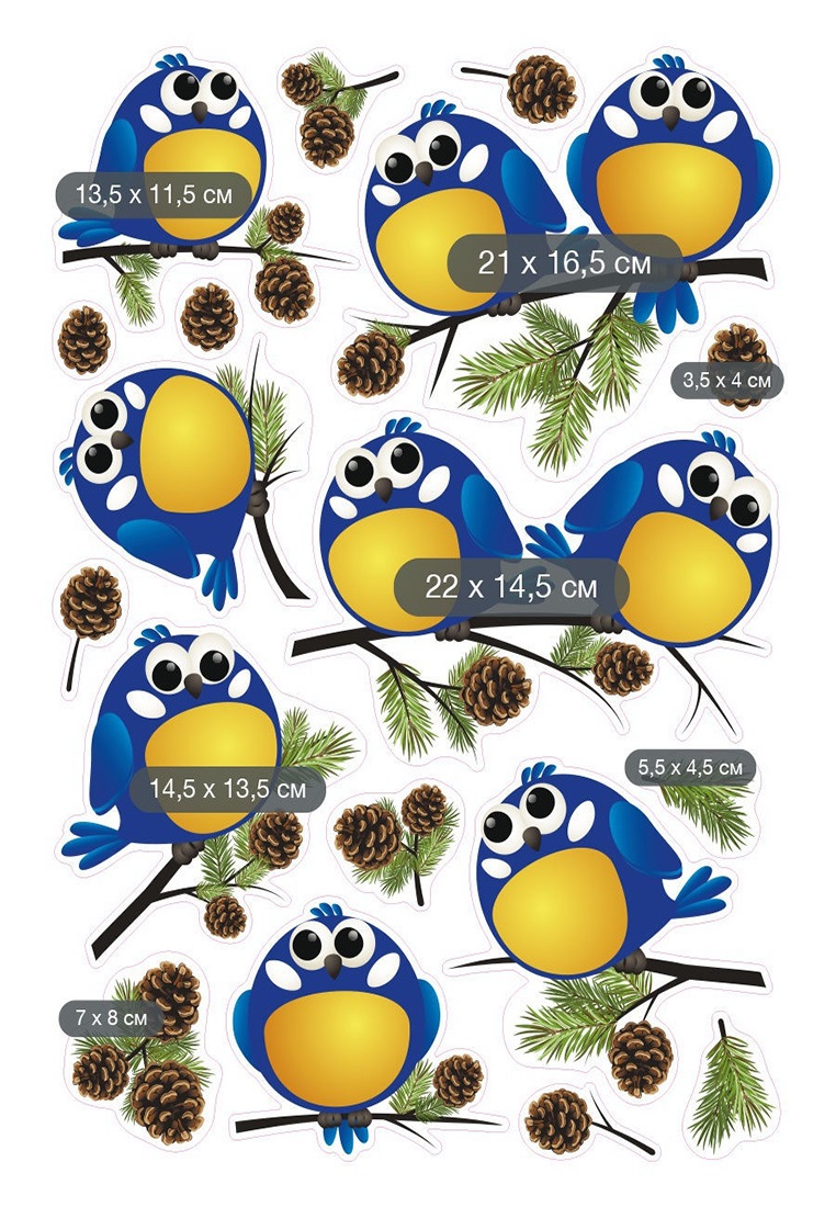KN 4016 Набор наклеек Синички 47х33,5 см
