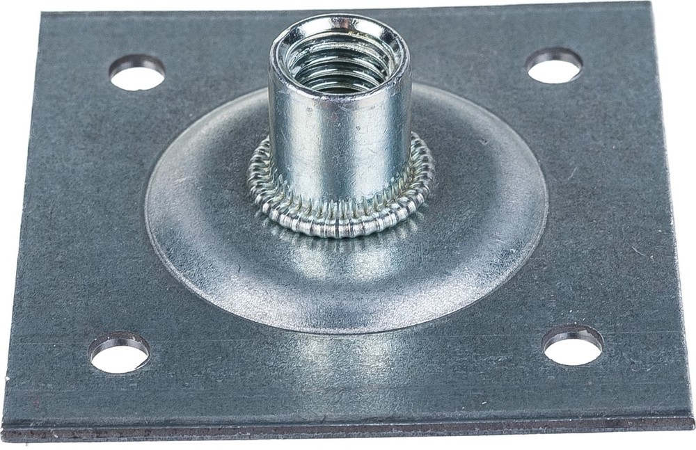 134463 Пластина опорная облегченная 60х60х2,0мм с гайкой М10 оцинк. СФ