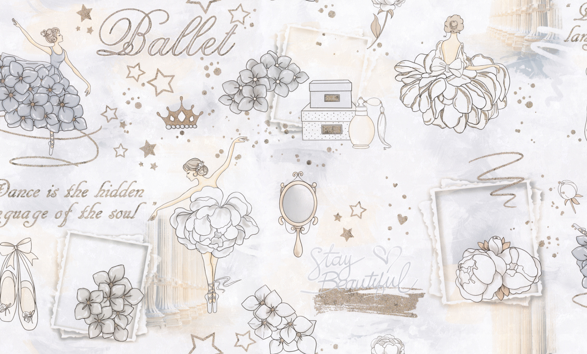 HC71905-41 Обои флизелиновые Ballet мотив белый 1,06х10,05м