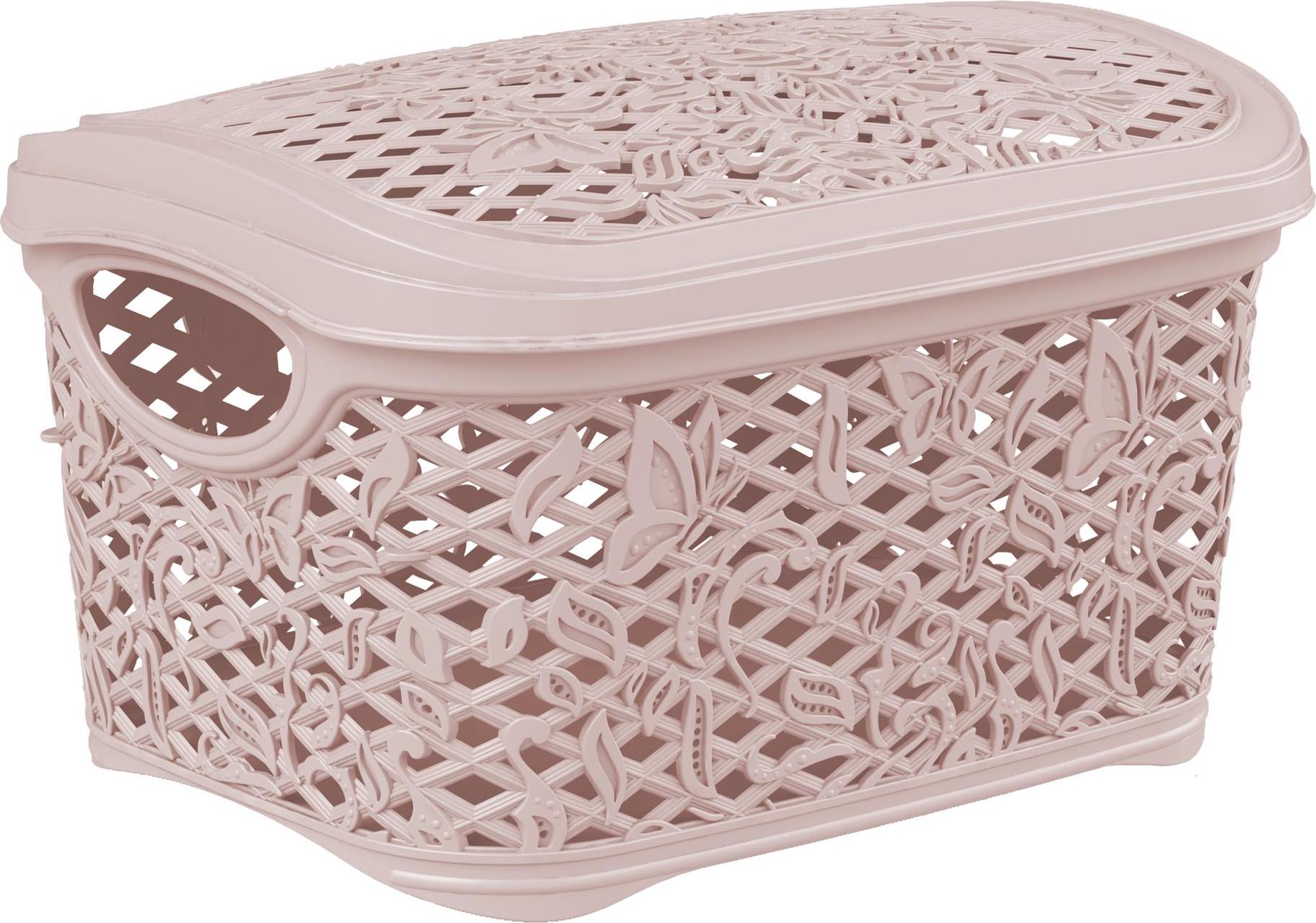 KL401211005 Корзинка для хранения Keeplex Fiori с крышкой 3,3л 24,2х18х14см бежевый топаз