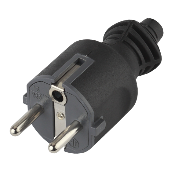 Б0019189 Вилка c-з 16A прямой ввод черная V4(B) ЭРА