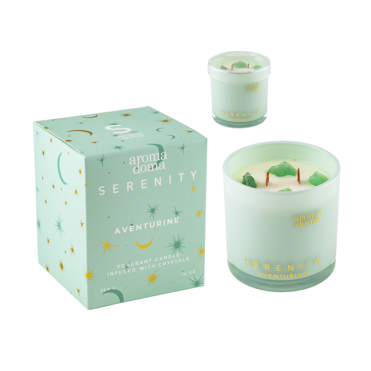 881012 Свеча Serenity  Авантюрин 2 фитиля 9х9см с эфф. потрескивания