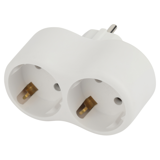 Б0053478 Разветвитель на 2 гнезда, 16А, с заземлением (белый) SPx-2е-W ЭРА