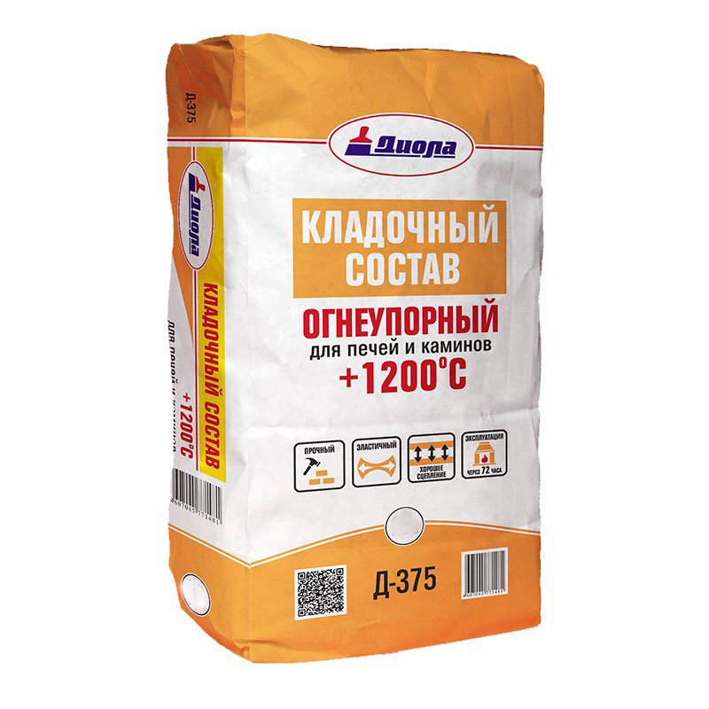 Кладочный состав Диола-375 для печей и каминов +1200С 5 кг