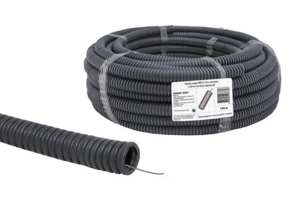 SQ0401-0301 Труба ПВХ Д-16 мм (бухта 100 м) облегчен. с протяжк. черная