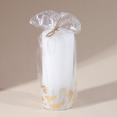 Свеча интерьерная белая с бетоном поталь, 15 х 6 см