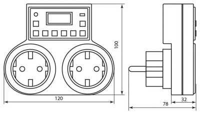 24077 Розетка с таймером (недельная, двойная) TM25 3500W16A 230V 2