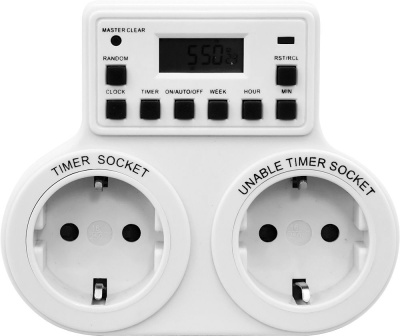 24077 Розетка с таймером (недельная, двойная) TM25 3500W-16A 230V