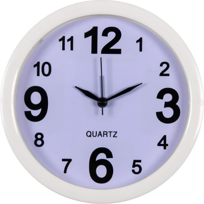 В4-001 Будильник кварц d 15см, корпус белый Классика Рубин