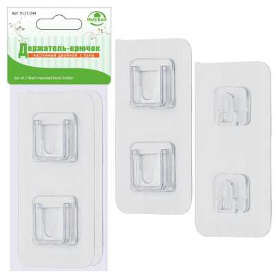27.244 Держатель-крючок настенный двойной 2 пары 14х6 см